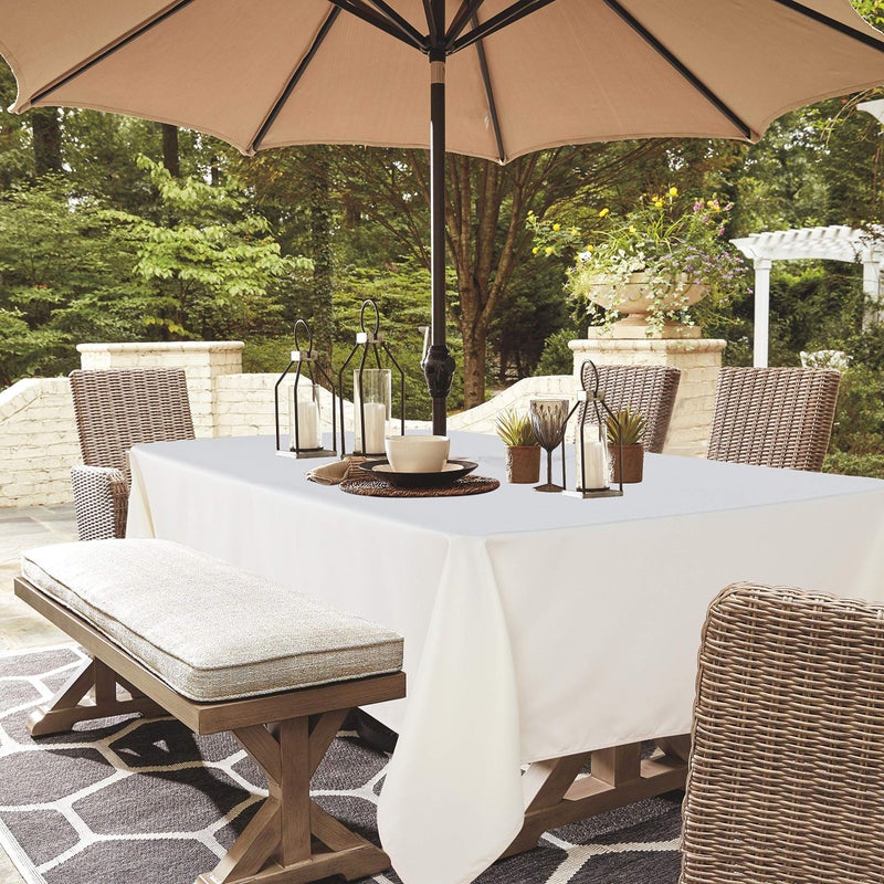 LUSHVIDA Rectangle Outdoor Tablecloth with Umbrella Hole and Zipper  60x84 Inch Beige  Washable Waterproof Table Cloth Spill Proof Wrinkle Free Table Cover for Patio Spring Summer Picnic BBQS - Image 3